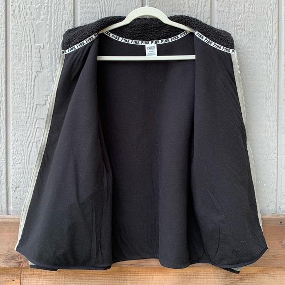 PINK VS grey thick sherpa full zip cozy sweater - Picture 4 of 16